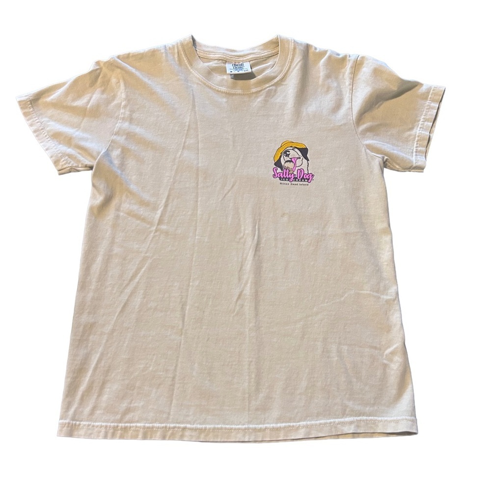🐶Comfort Colors Cream Adult T-Shirt with Salty Dogs Graphic Hilton Head  Size S